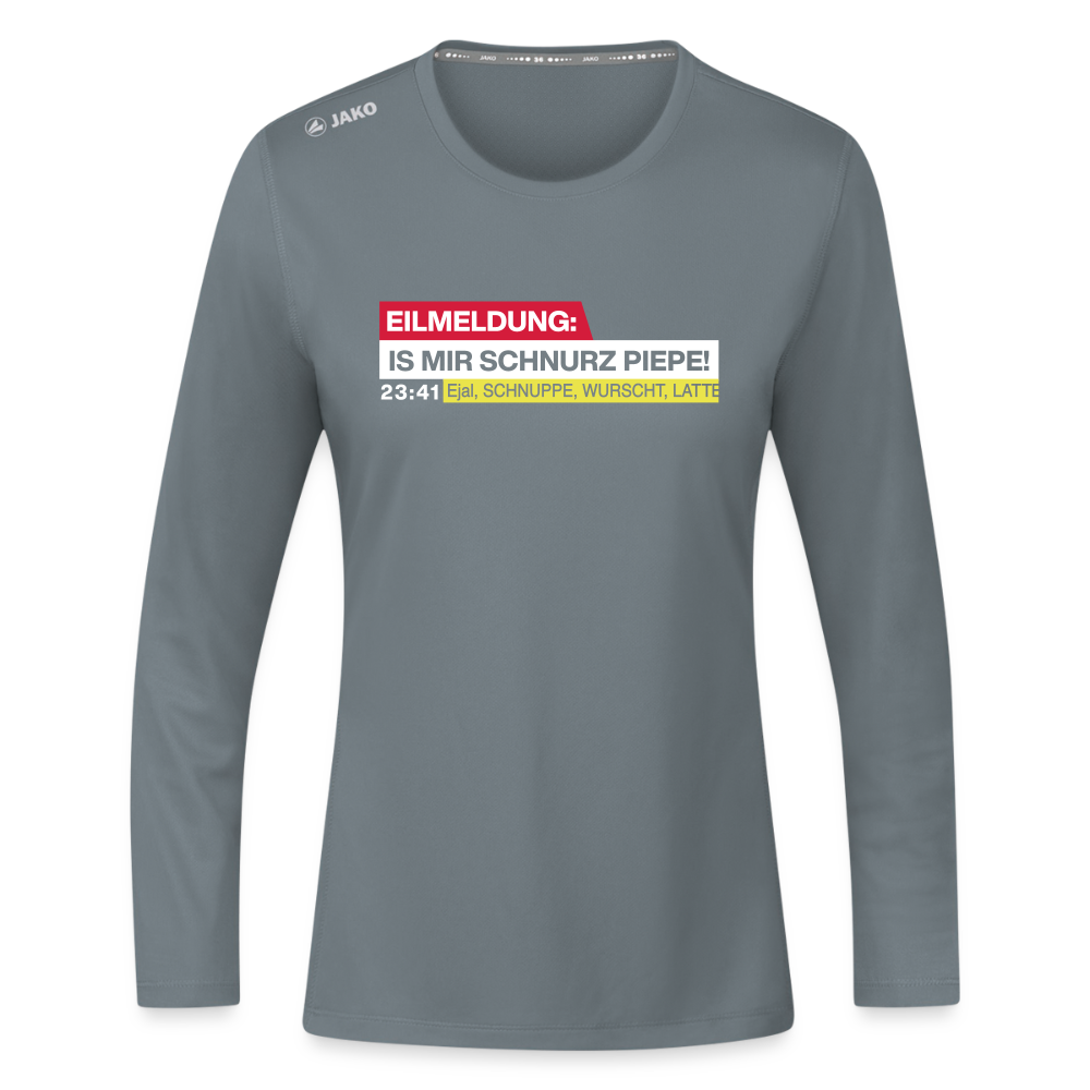 Eilmeldung: Is mir Schnurz Piepe! - Frauen Sport Langarmshirt - Grau