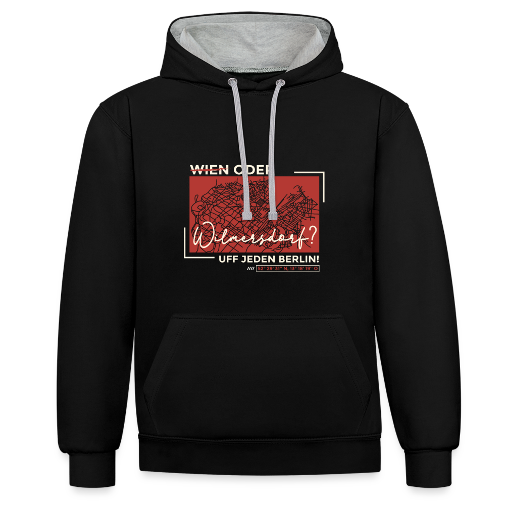 Wien Oder Wilmersdorf Uff Jeden Berlin - Kontrast Hoodie - Schwarz/Grau meliert