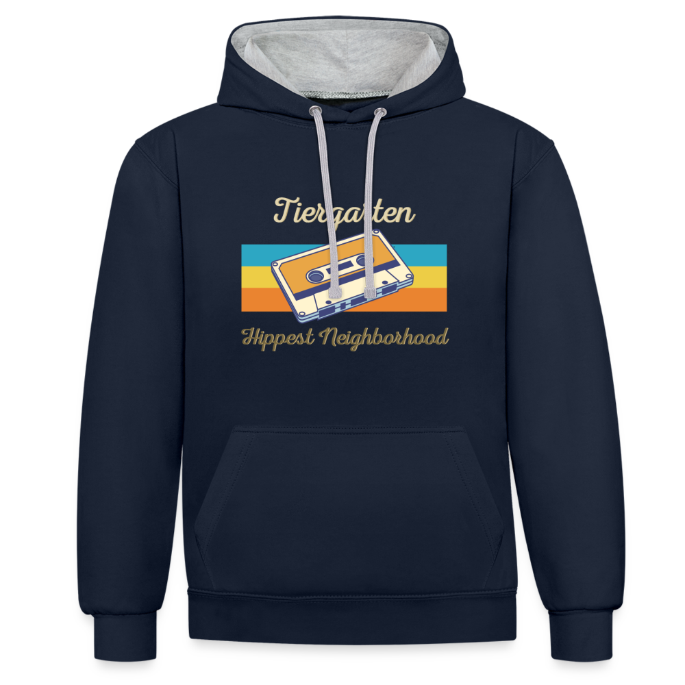 Tiergarten Hippest Neighborhood - Kontrast Hoodie - Navy/Grau meliert