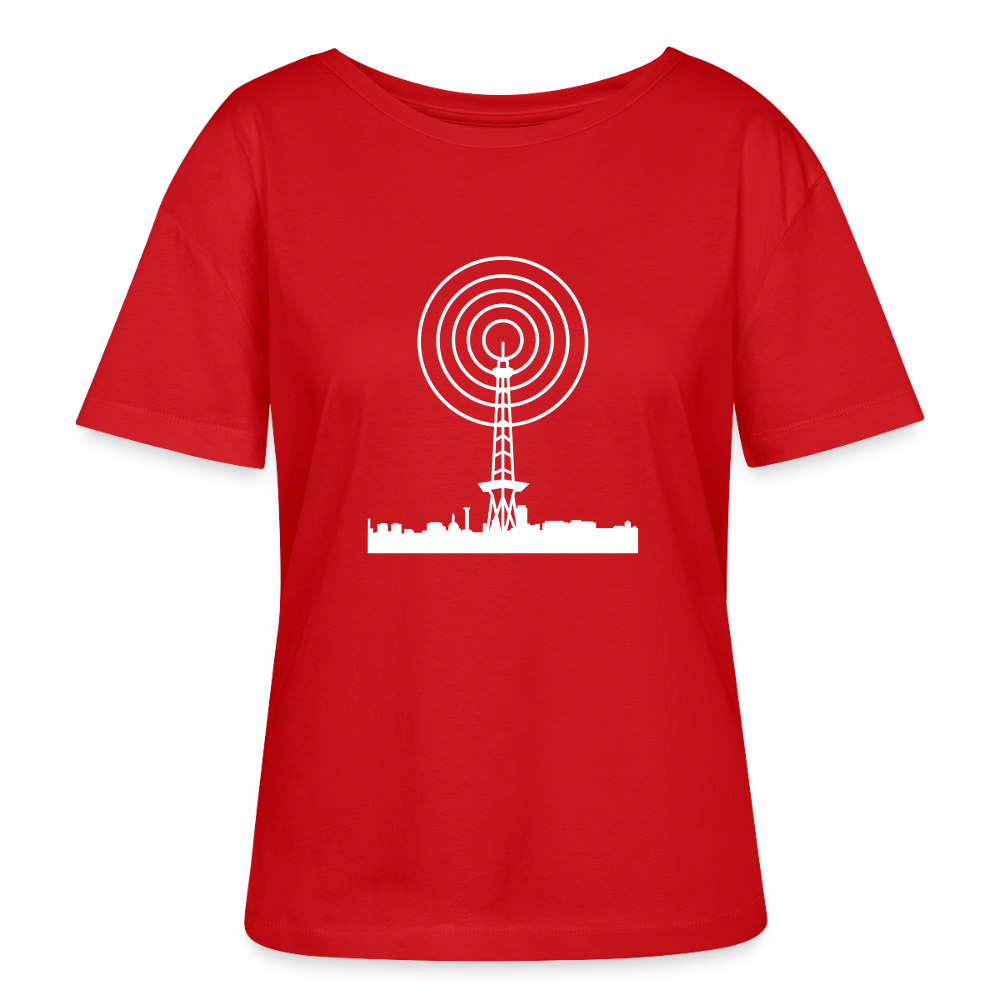 Funkturm im Fokus - Relaxed Rundhals Frauen Bio-T-Shirt - Rot