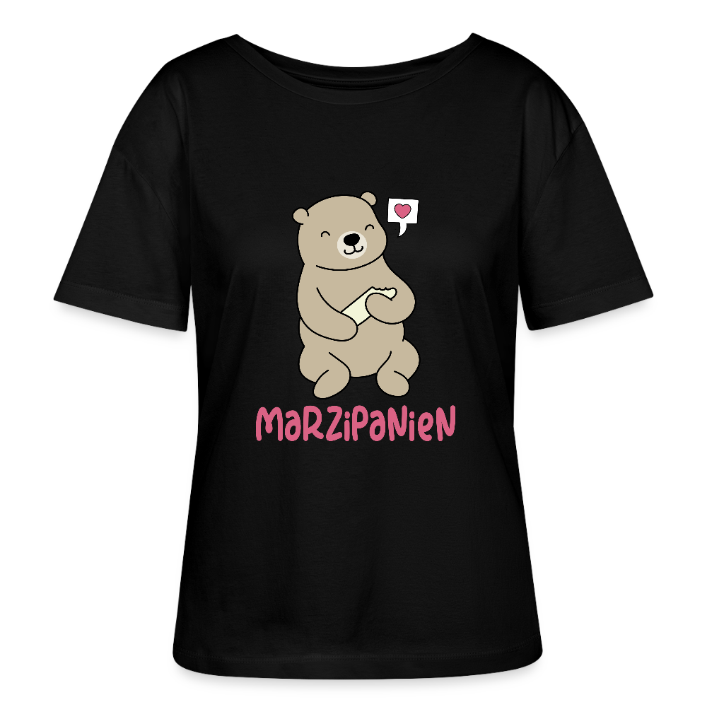 Marzipanien - Relaxed Rundhals Frauen Bio-T-Shirt - Schwarz