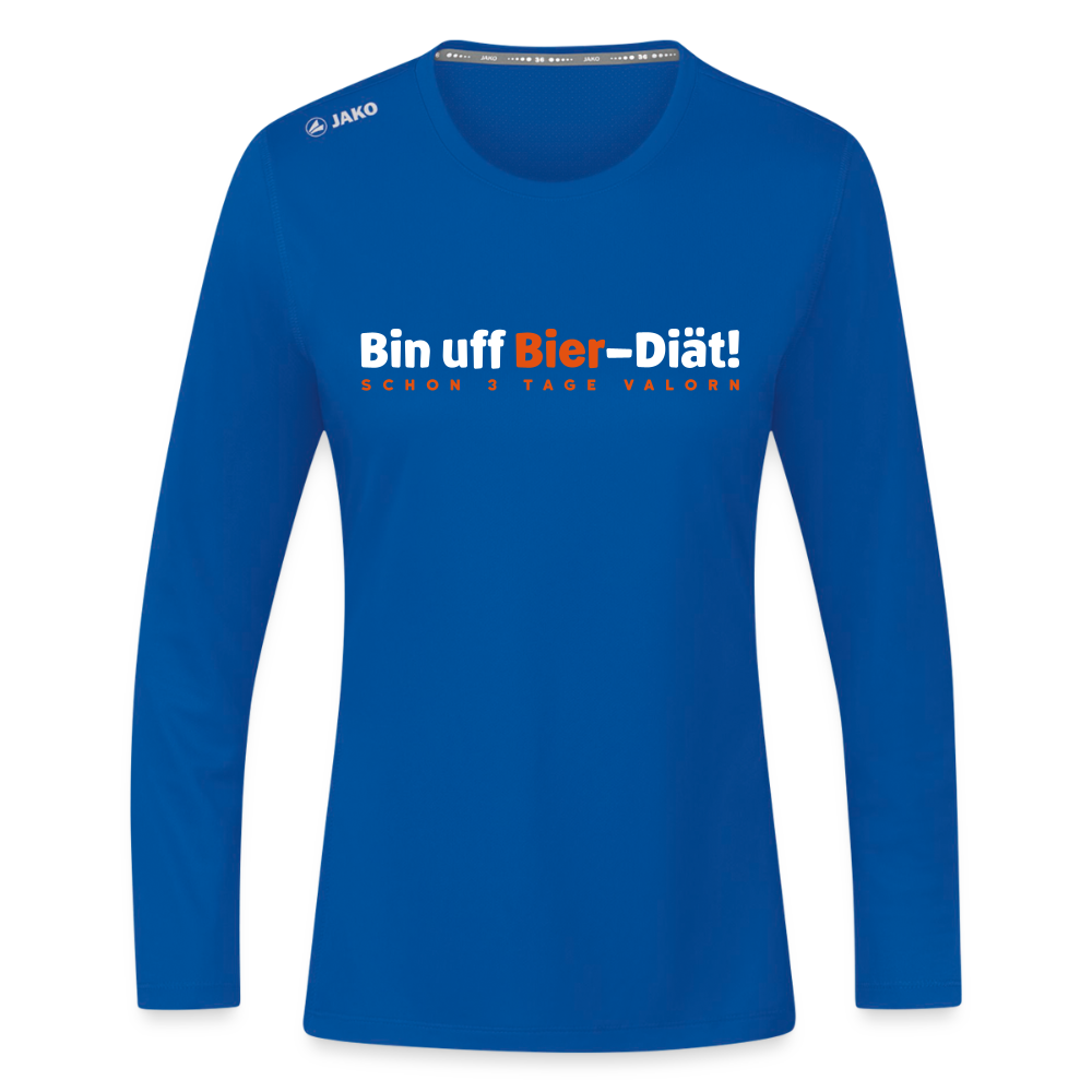 Bin uff Bier-Diät! (schon 3 Tage valorn) - Frauen Sport Langarmshirt - Royalblau