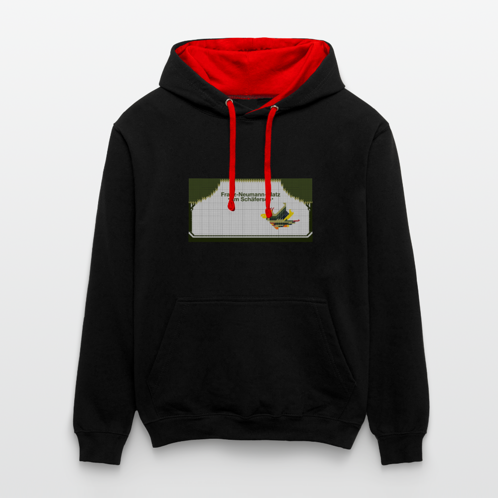 Franz-Neumann-Platz - Kontrast Hoodie - Schwarz/Rot