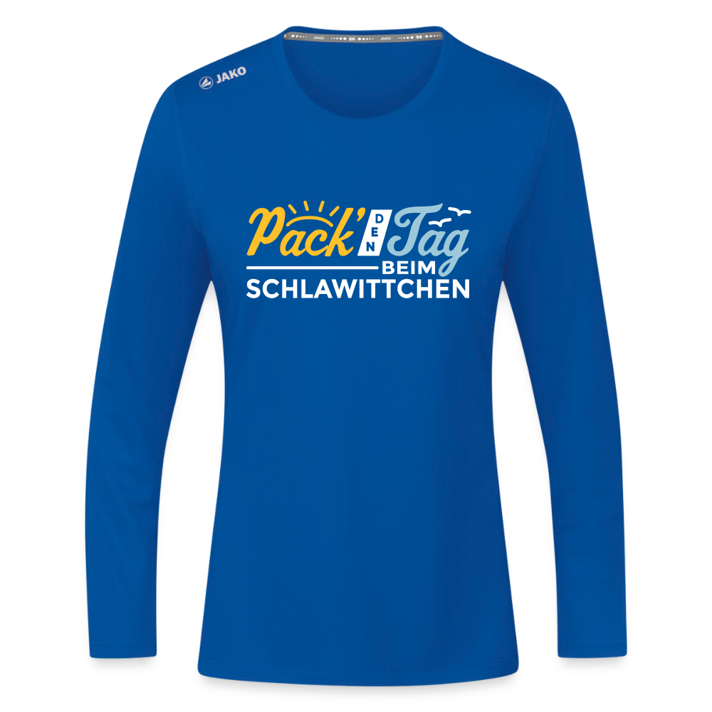Pack' den Tag beim Schlawittchen - Frauen Sport Langarmshirt - Royalblau
