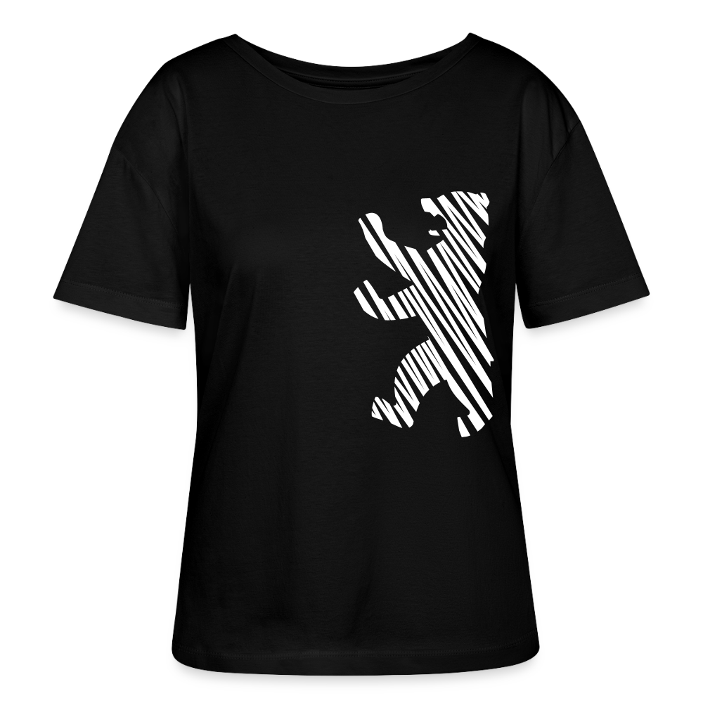 Berliner Bär im Netz - weiß - Relaxed Rundhals Frauen Bio-T-Shirt - Schwarz