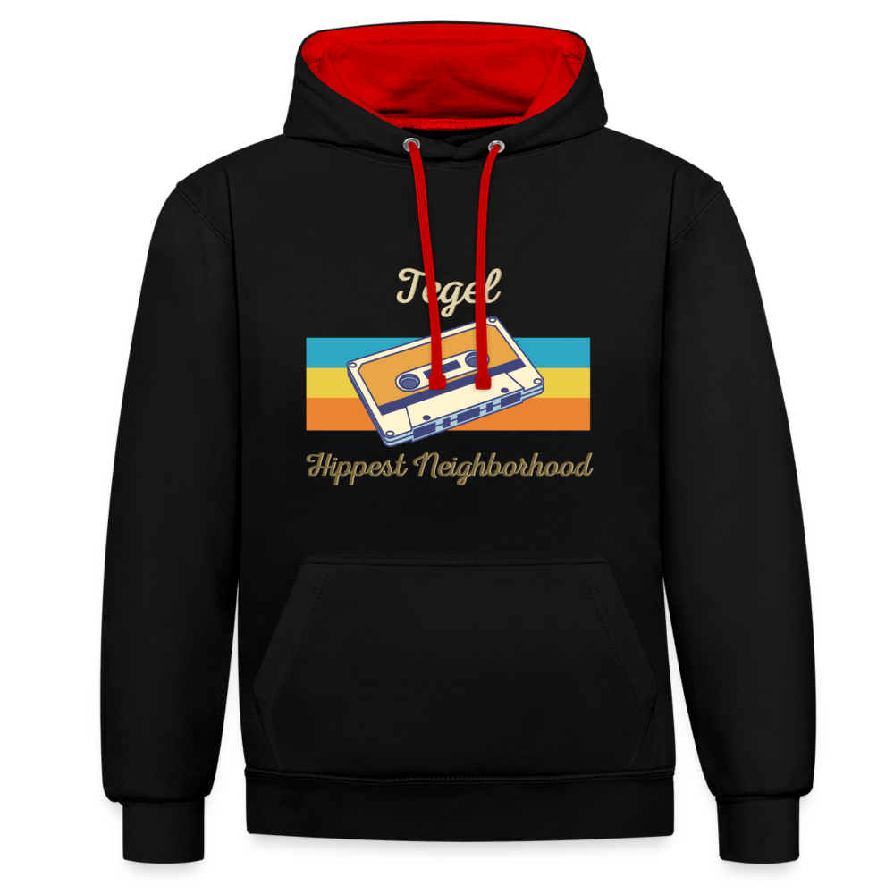 Tegel Hippest Neighborhood - Kontrast Hoodie - Schwarz/Rot