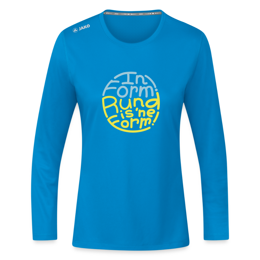 In Form! Rund is 'ne Form! - Frauen Sport Langarmshirt - Saphirblau