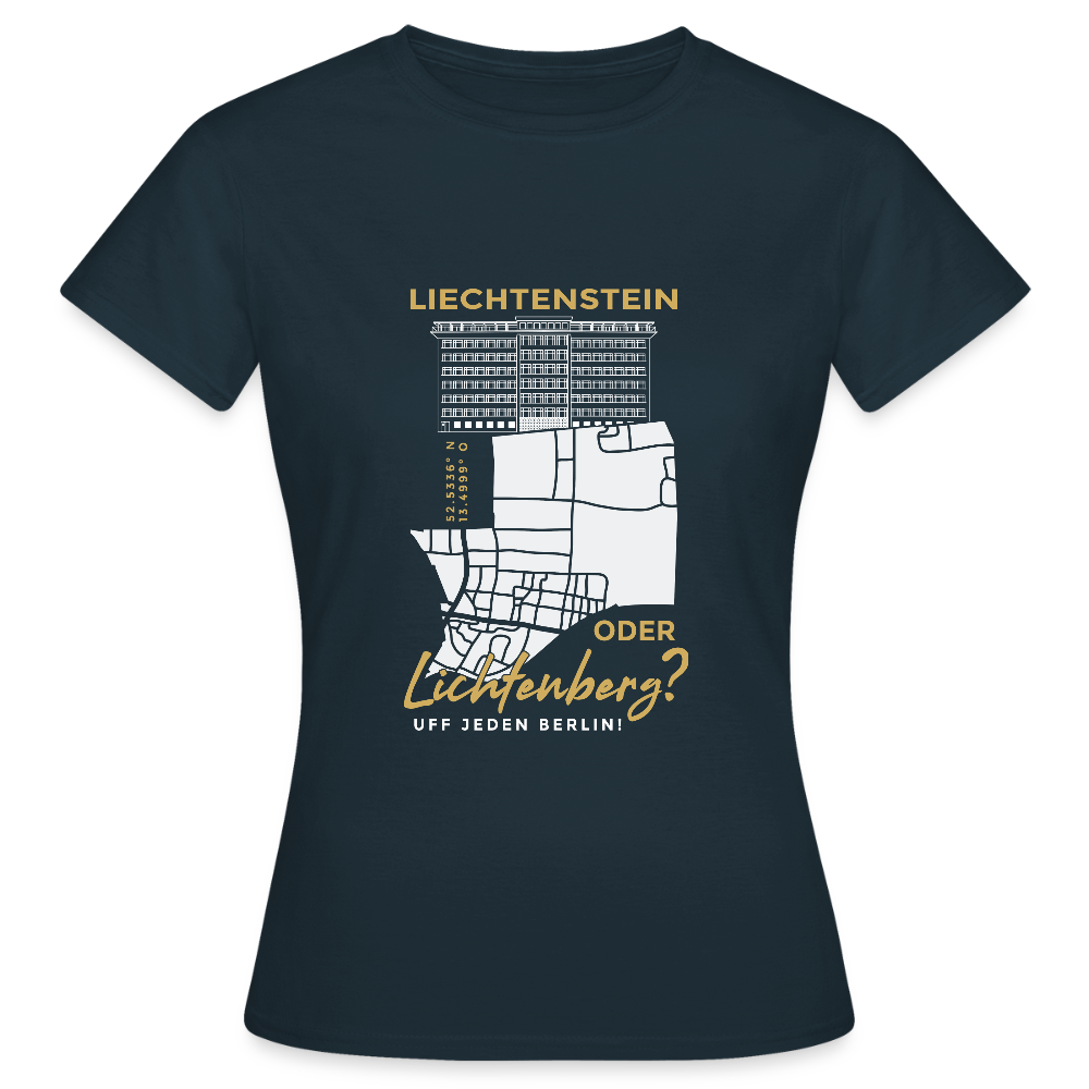 Liechtenstein oder Lichtenberg - Frauen Premium T-Shirt - Navy