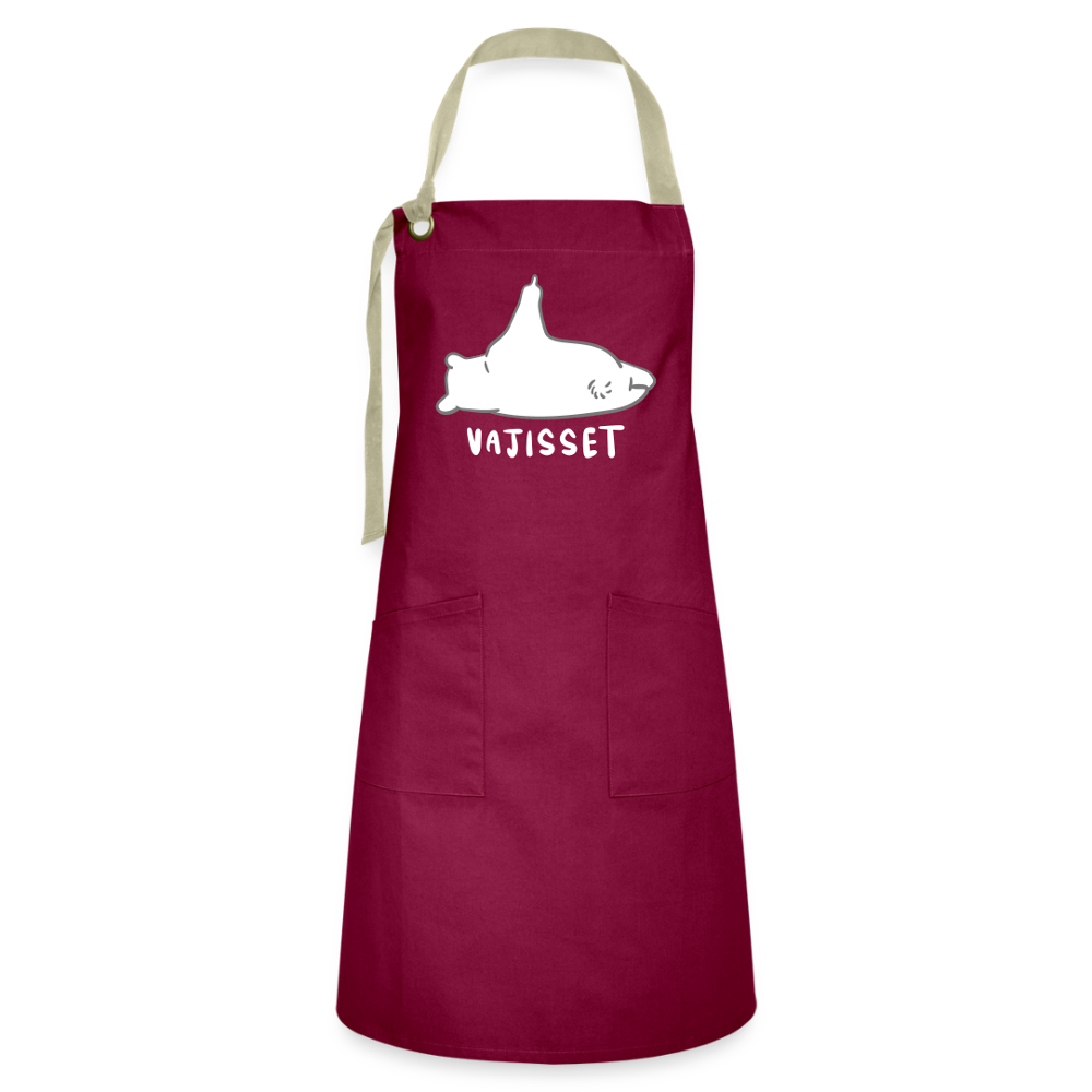 Vajisset Bär - Kontrastschürze - Burgunderrot / Sandfarben
