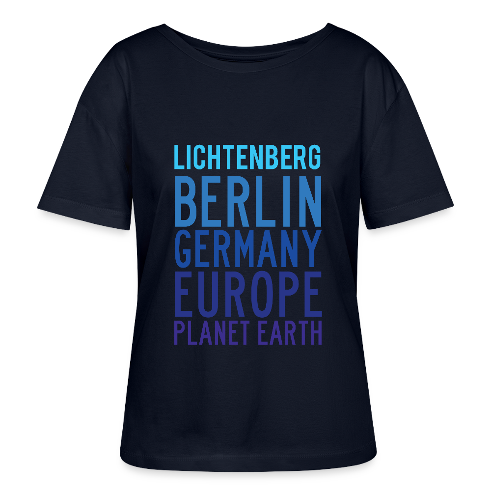 Lichtenberg Planet Earth - Relaxed Rundhals Frauen Bio-T-Shirt - Navy