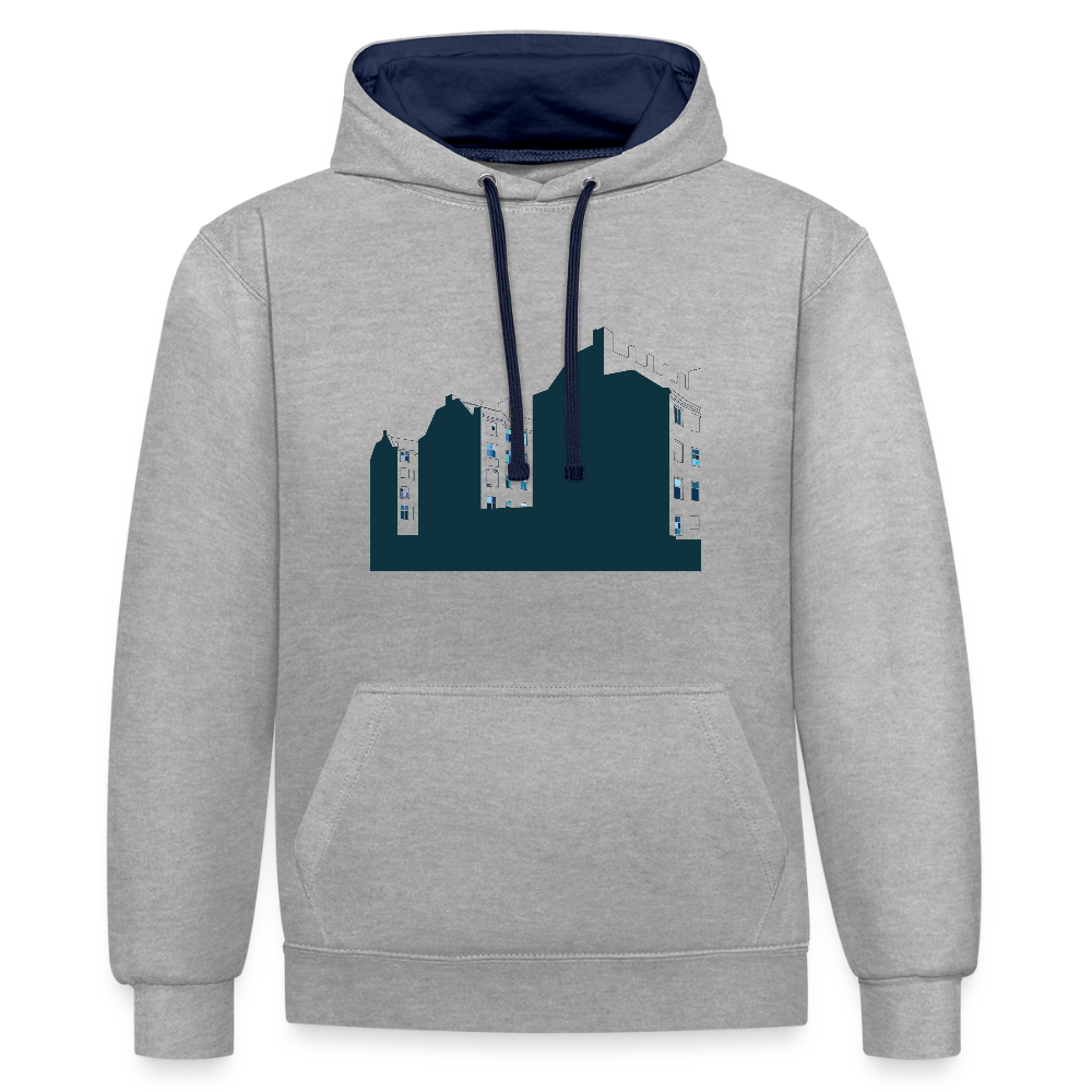 Sonnenburger Straße - Kontrast Hoodie - Grau meliert/Navy