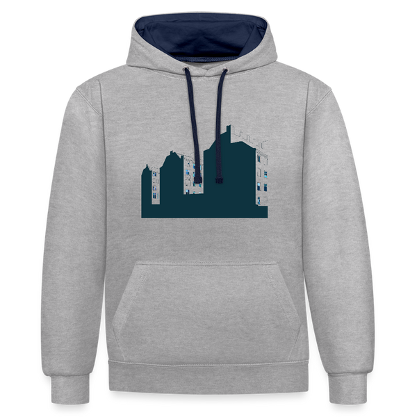 Sonnenburger Straße - Kontrast Hoodie - Grau meliert/Navy