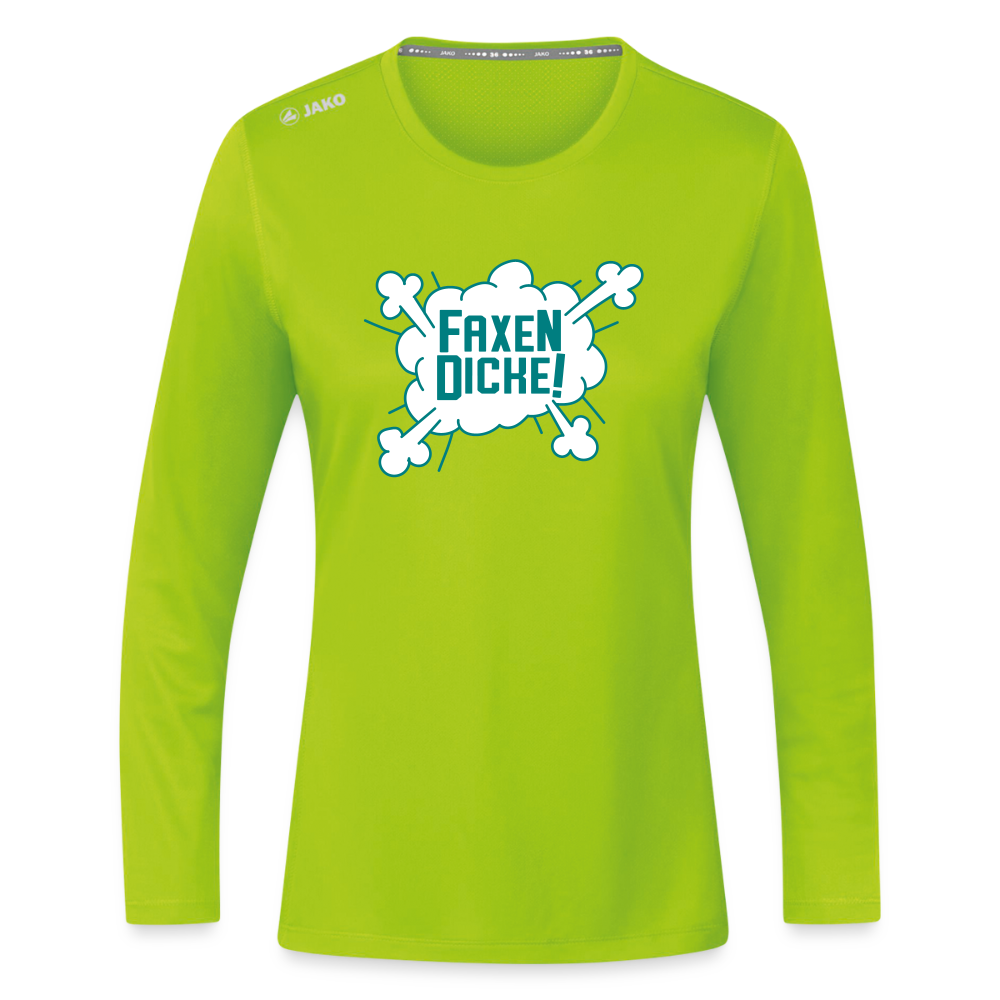 Faxen Dicke! - Frauen Sport Langarmshirt - Neongrün