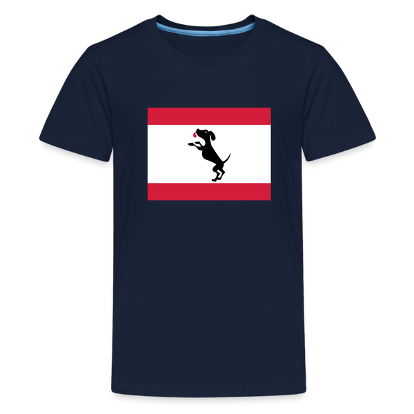 Berliner Flagge mit Hund - Teenager Premium T-Shirt - Navy