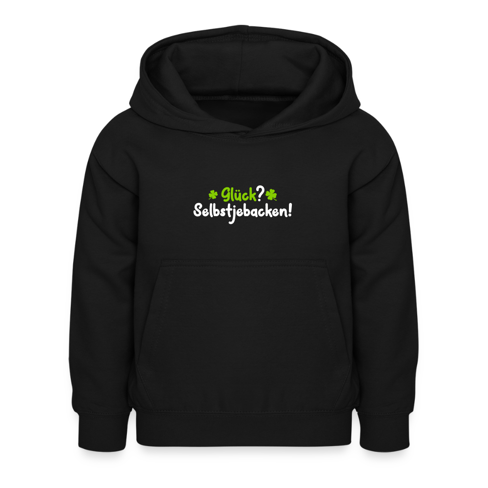 Glück? Selbstjebacken - Kinder Hoodie - Schwarz