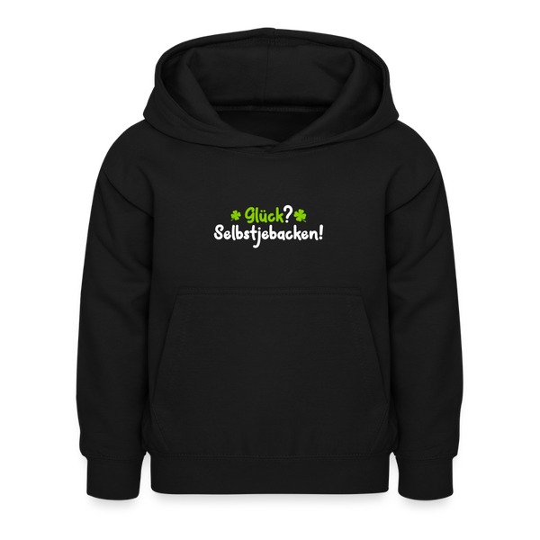 Glück? Selbstjebacken - Kinder Hoodie - Schwarz