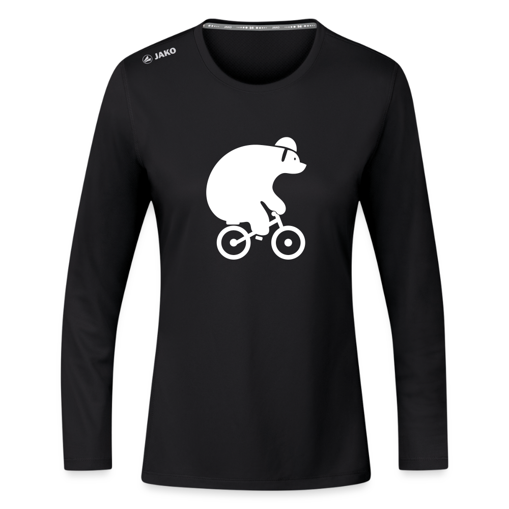 Fahrradbär - Frauen Sport Langarmshirt - Schwarz