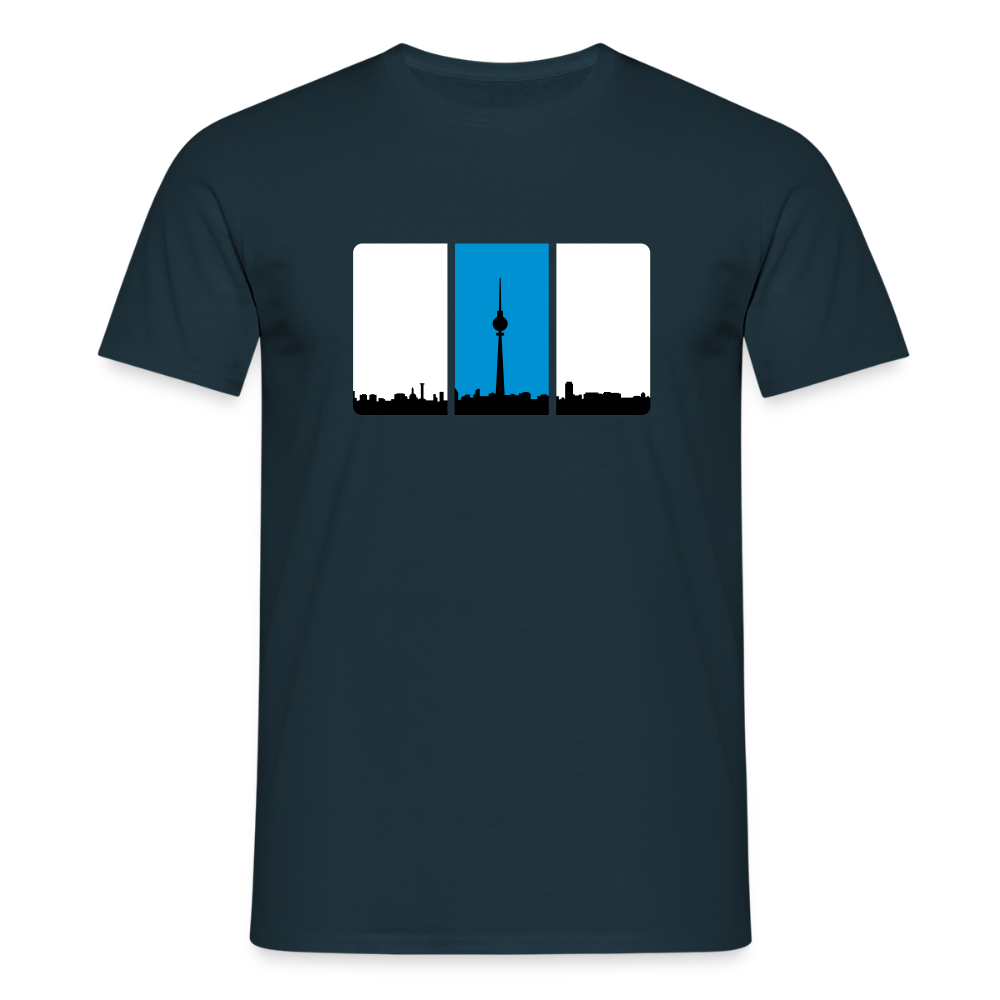 Berliner Skyline in Streifen - Männer Premium T-Shirt - Navy