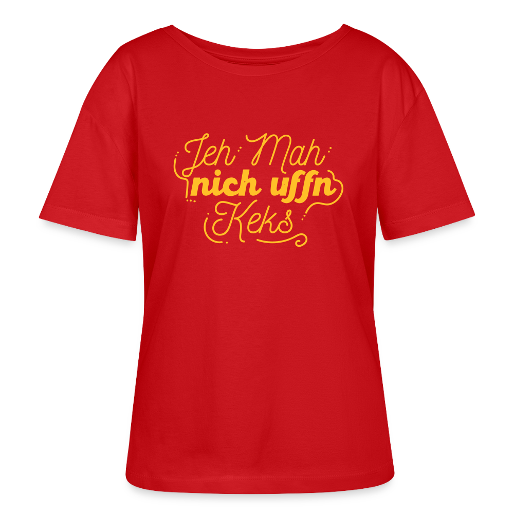 Jeh mah nich uffn Keks gelb - Relaxed Rundhals Frauen Bio-T-Shirt - Rot