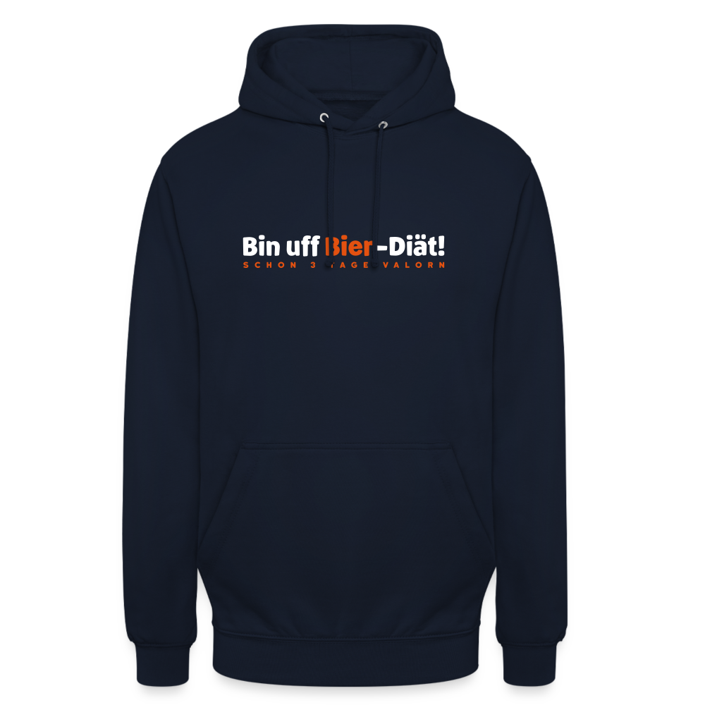 Bin uff Bier-Diät! (schon 3 Tage valorn) - Unisex Hoodie - Navy