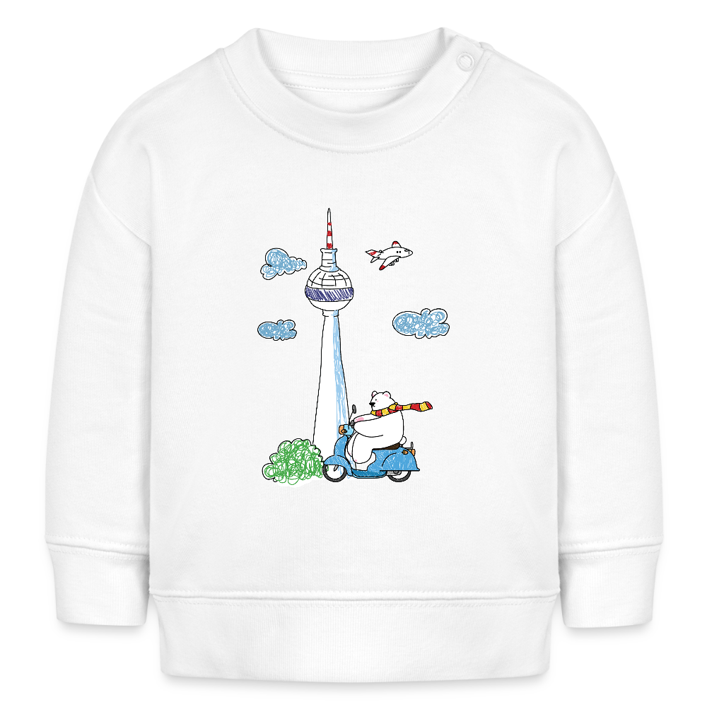 Roller Zum Berliner Fernsehturm - Baby Bio Pullover - Weiß