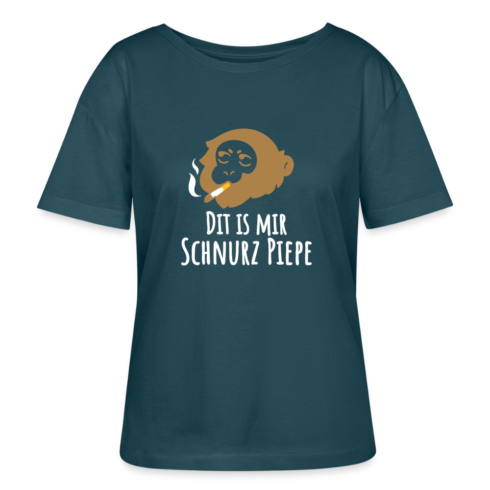 Dit is mir Schnurz Affe - Relaxed Rundhals Frauen Bio-T-Shirt - Dunkles Petrol