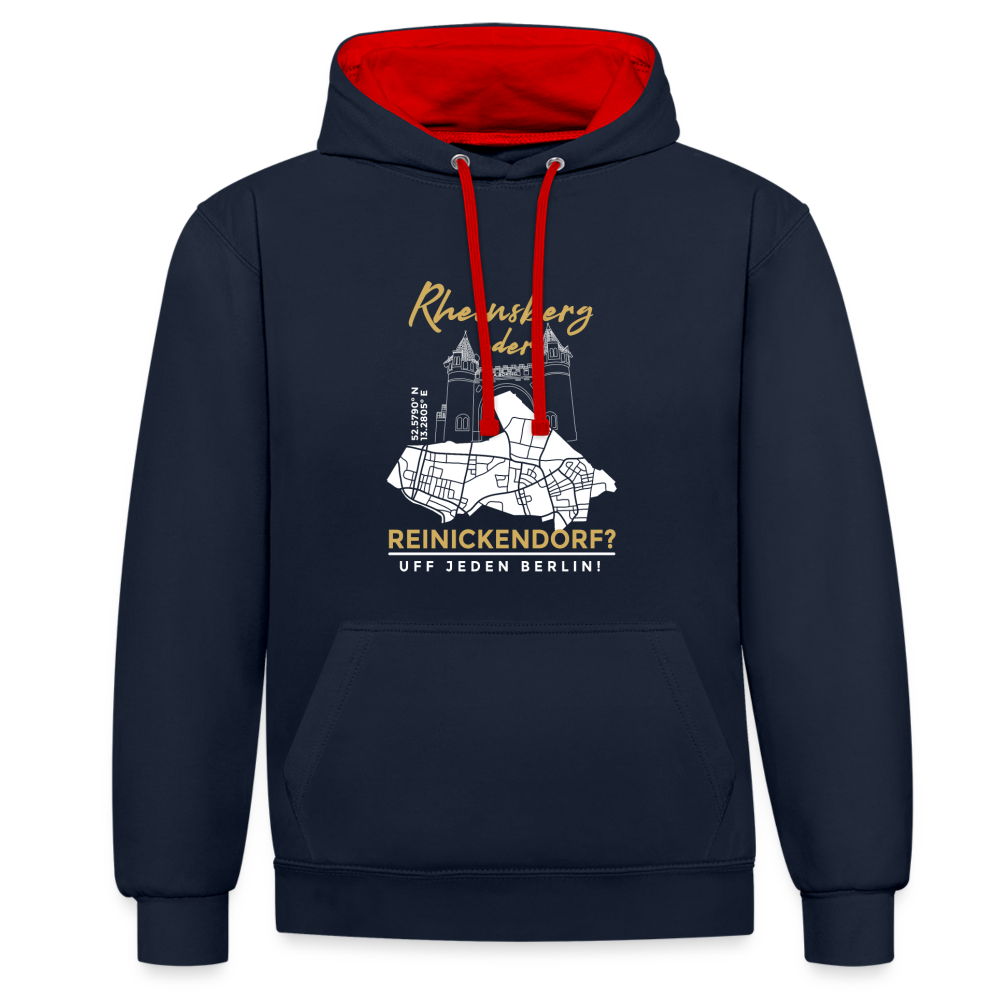 Rheinsberg Oder Reinickendorf - Kontrast Hoodie - Navy/Rot