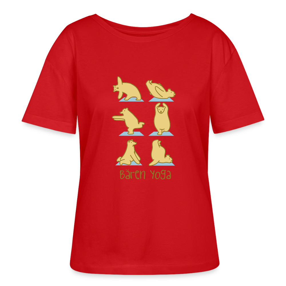 Bären Yoga - Relaxed Rundhals Frauen Bio-T-Shirt - Rot