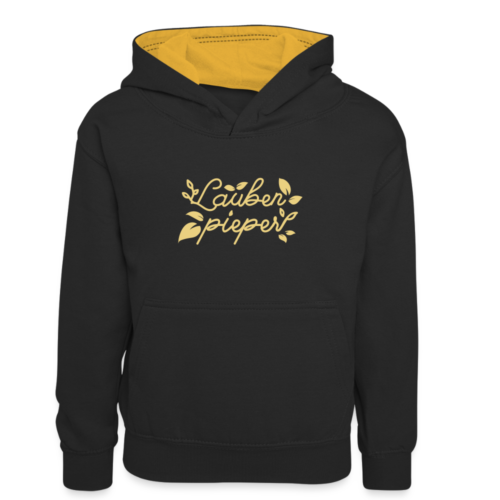 Lauben pieper - Kinder Kontrast-Hoodie - Schwarz/Gold