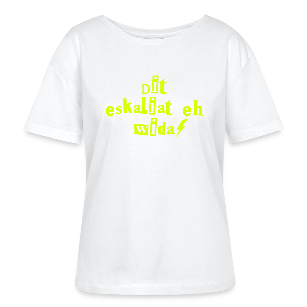 Dit eskaliat eh wilda  - Relaxed Rundhals Frauen Bio-T-Shirt - Weiß