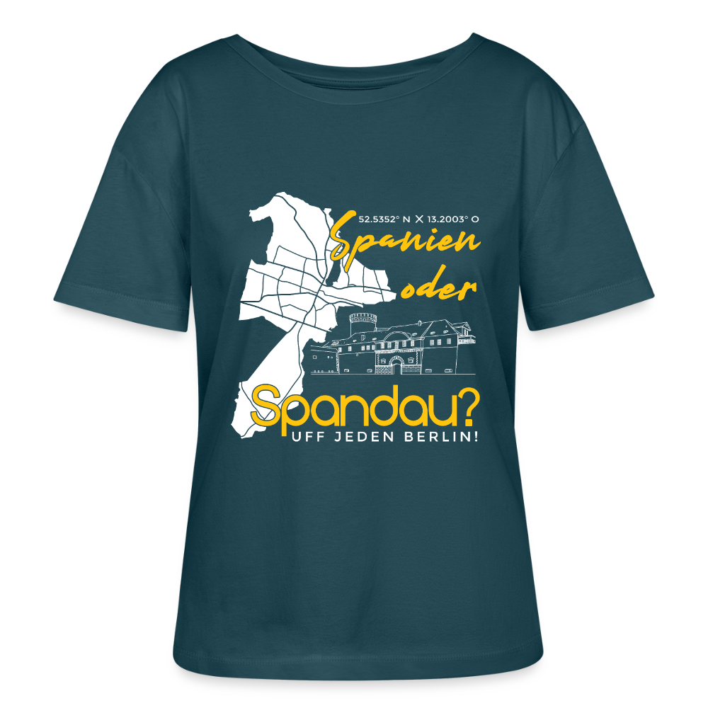Spanien oder Spandau - Relaxed Rundhals Frauen Bio-T-Shirt - Dunkles Petrol