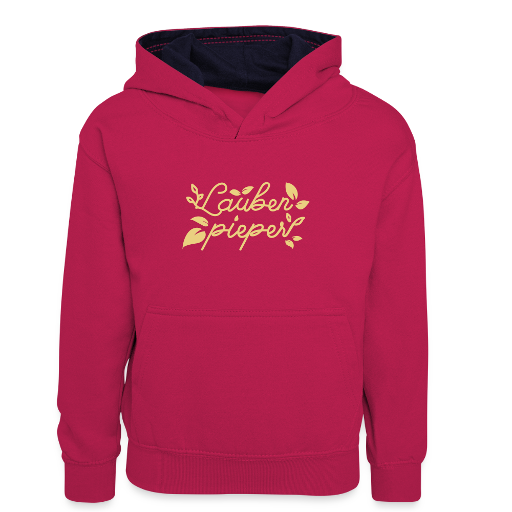 Lauben pieper - Kinder Kontrast-Hoodie - Pink/Navy
