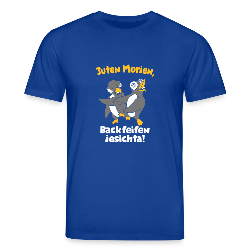 Juten Morjen, Backfeifenjesichta! - Unisex Bio T-Shirt - Dunkelblau