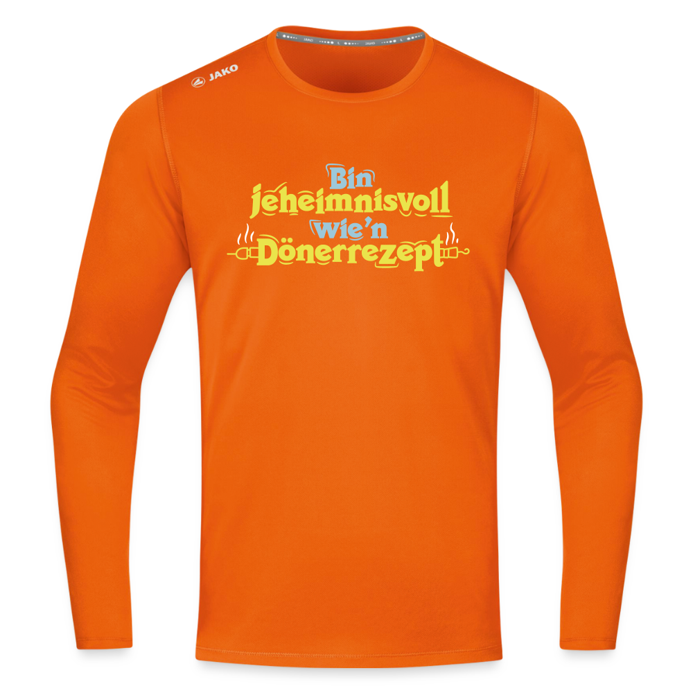 Bin jeheimnisvoll wie'n Dönerrezept. - Männer Sport Langamshirt - Neonorange