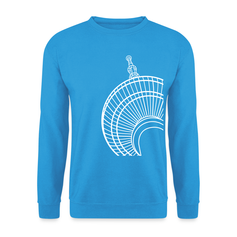 Der Turm von unten - weiß - Unisex Pullover - Meeresblau
