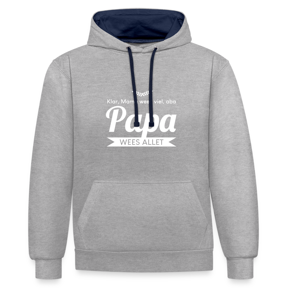 Opa wees allet - Kontrast Hoodie - Grau meliert/Navy