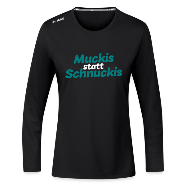 Muckis statt Schnuckis - Frauen Sport Langarmshirt - Schwarz