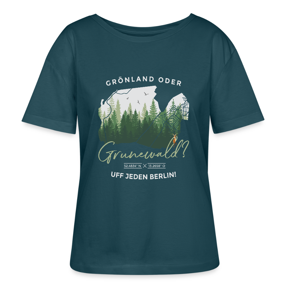 Grönland oder Grunewald - Relaxed Rundhals Frauen Bio-T-Shirt - Dunkles Petrol