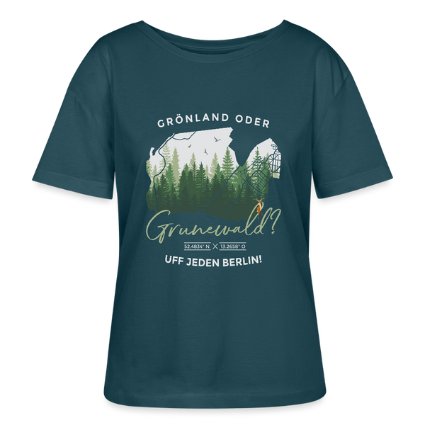 Grönland oder Grunewald - Relaxed Rundhals Frauen Bio-T-Shirt - Dunkles Petrol
