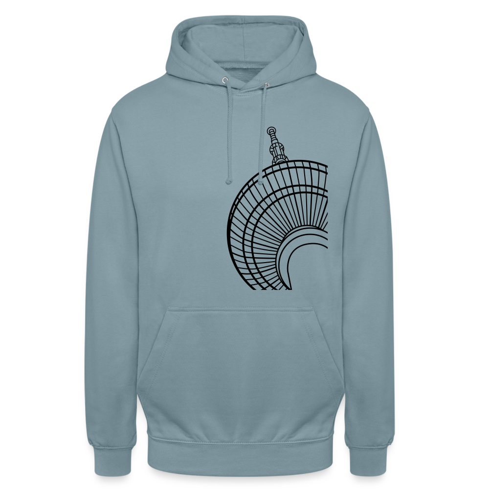 Der Turm von unten - schwarz - Unisex Hoodie - Nebelblau