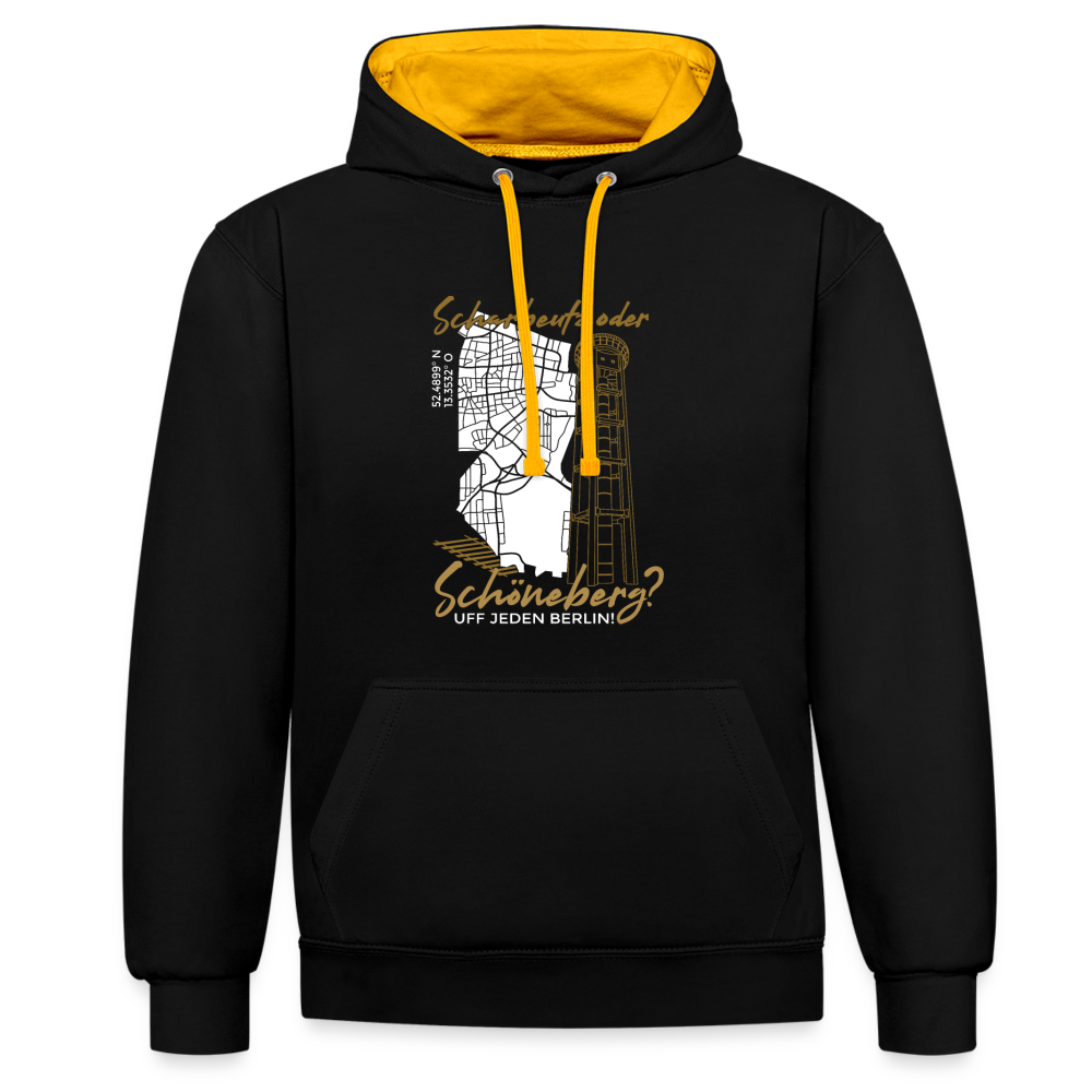 Scharbeutz oder Schöneberg - Kontrast Hoodie - Schwarz/Gold