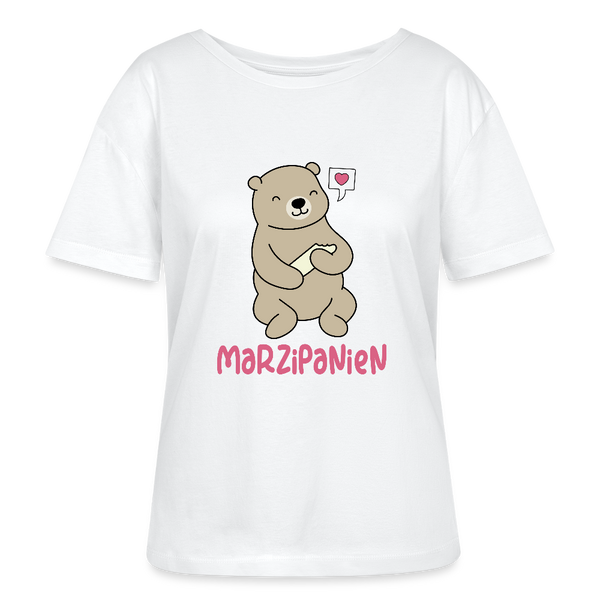 Marzipanien - Relaxed Rundhals Frauen Bio-T-Shirt - Weiß