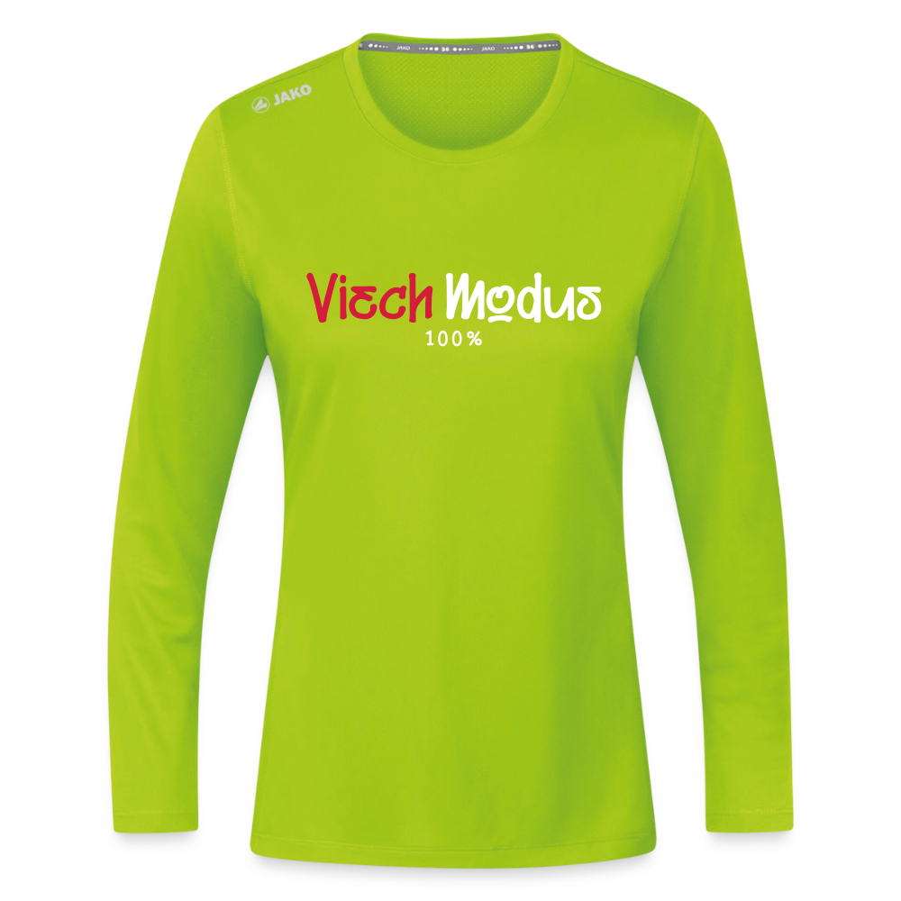 Viech Modus 100% - Frauen Sport Langarmshirt - Neongrün