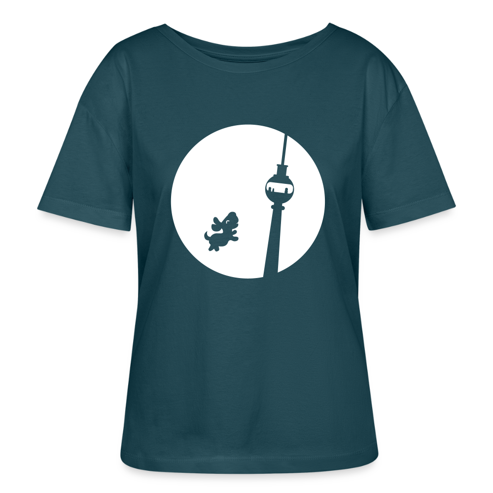 Hund am Fernsehturm - Relaxed Rundhals Frauen Bio-T-Shirt - Dunkles Petrol