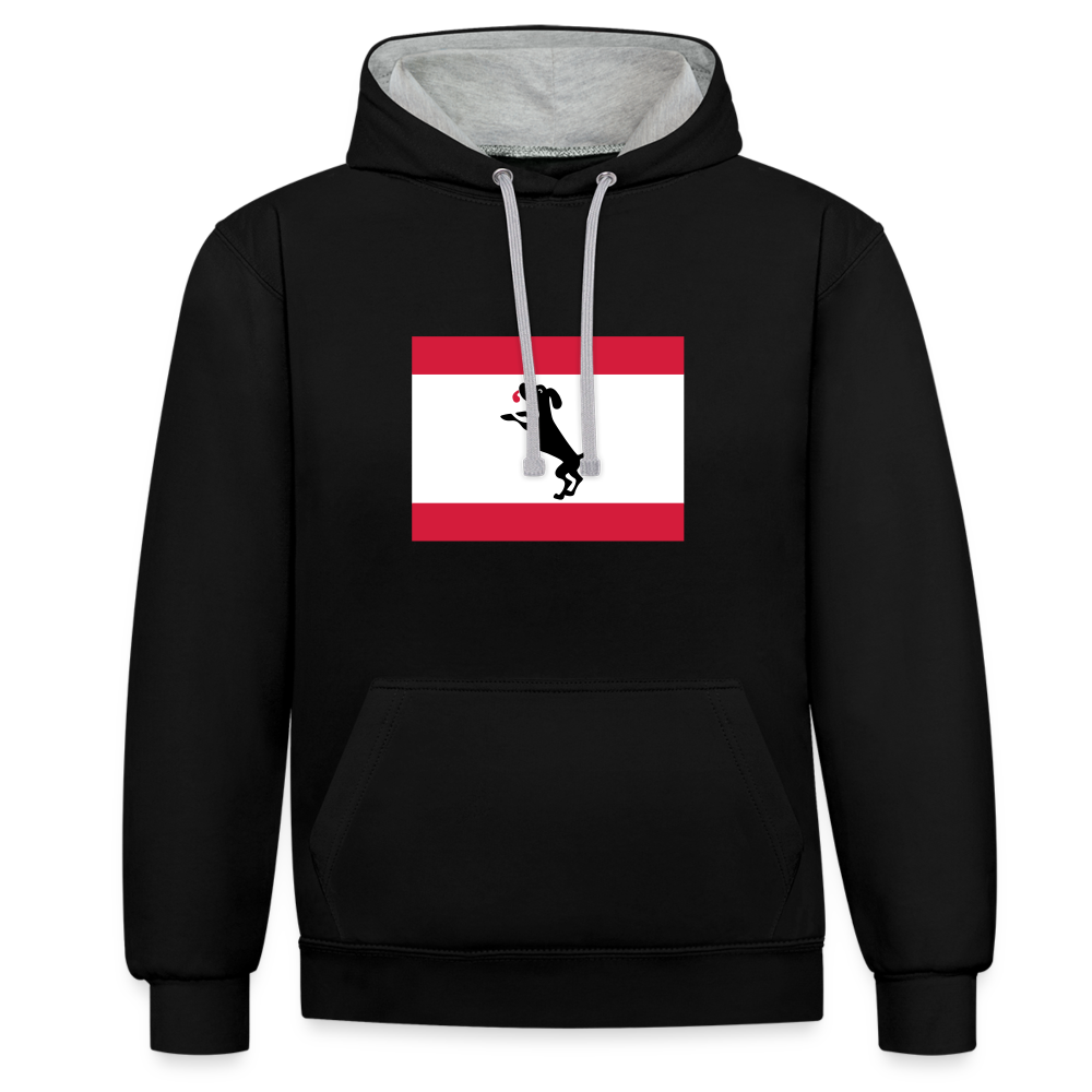 Berliner Flagge mit Hund - Kontrast Hoodie - Schwarz/Grau meliert