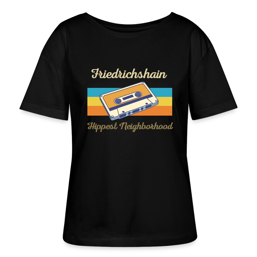 Friedrichshain Hippest Neighborhood - Relaxed Rundhals Frauen Bio-T-Shirt - Schwarz