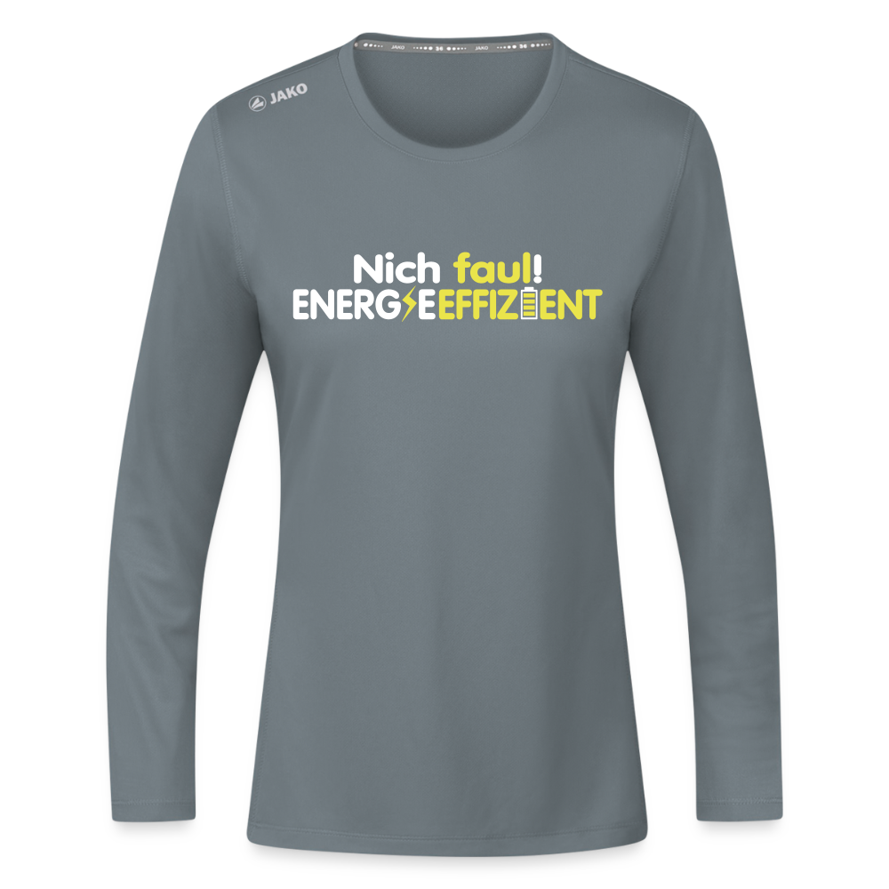 Nich faul! Energieeffizient! - Frauen Sport Langarmshirt - Grau