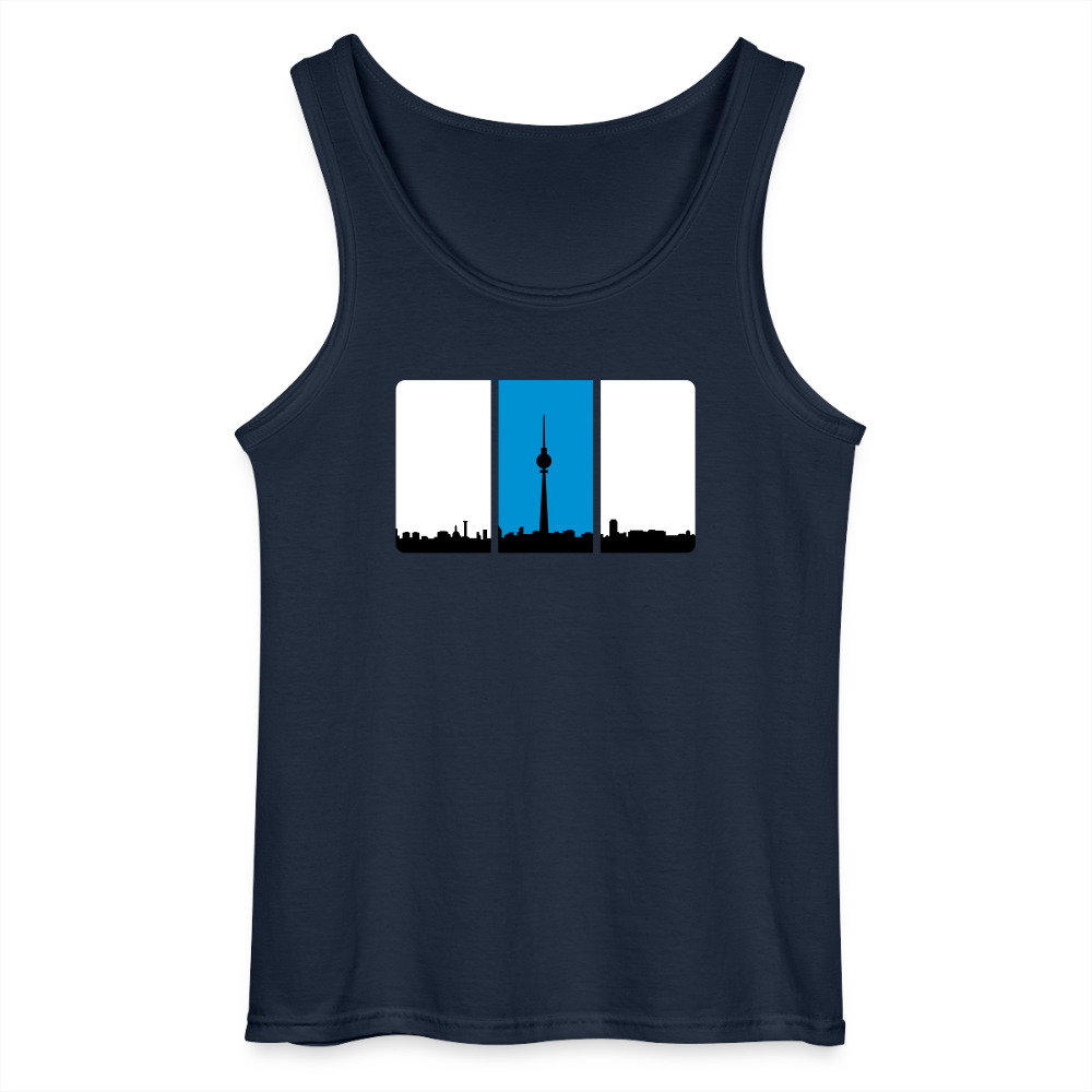 Berliner Skyline in Streifen - Männer Tank Top - Navy