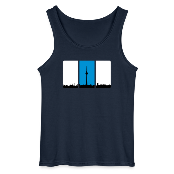 Berliner Skyline in Streifen - Männer Tank Top - Navy
