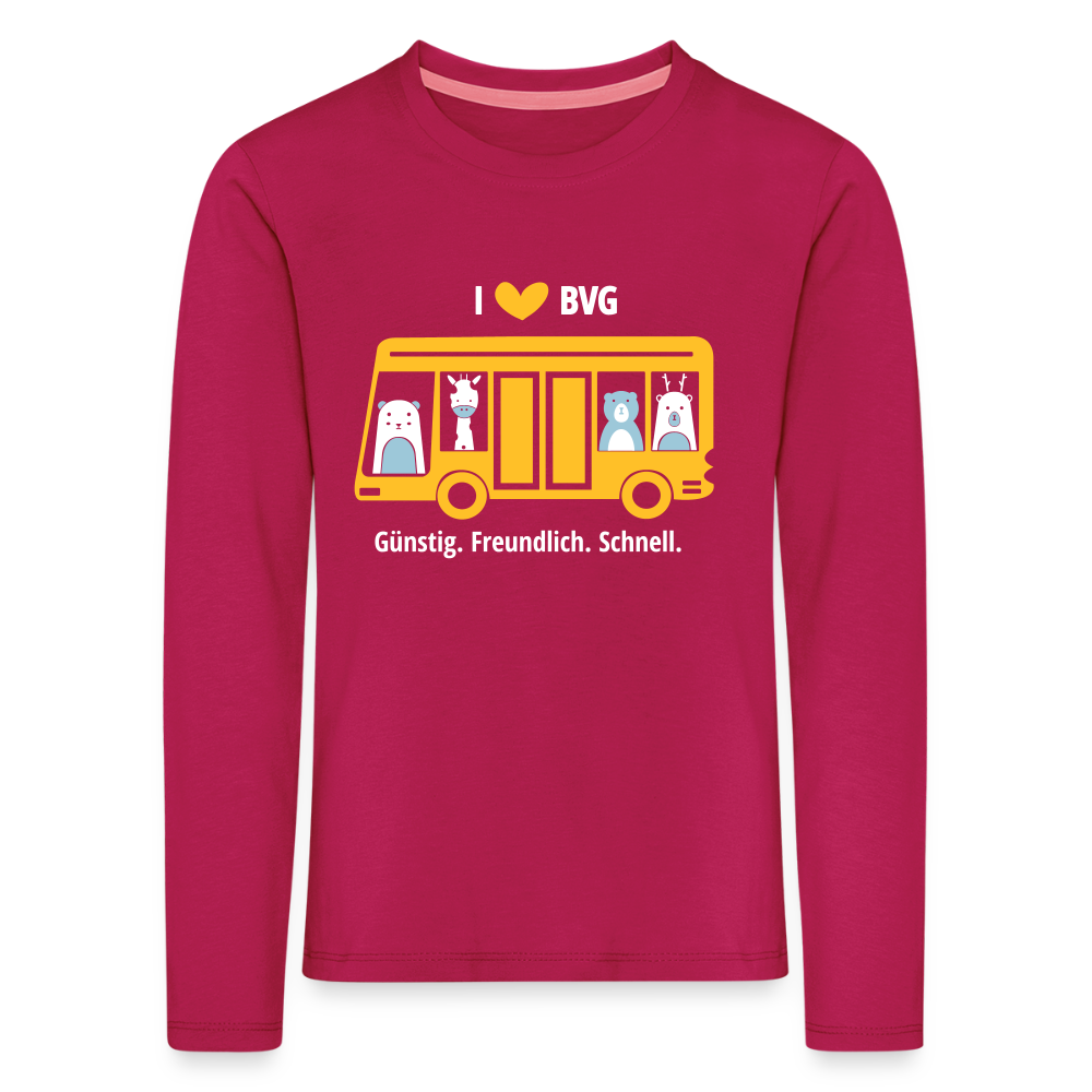 I love BVG - Kinder Langarmshirt - dunkles Pink